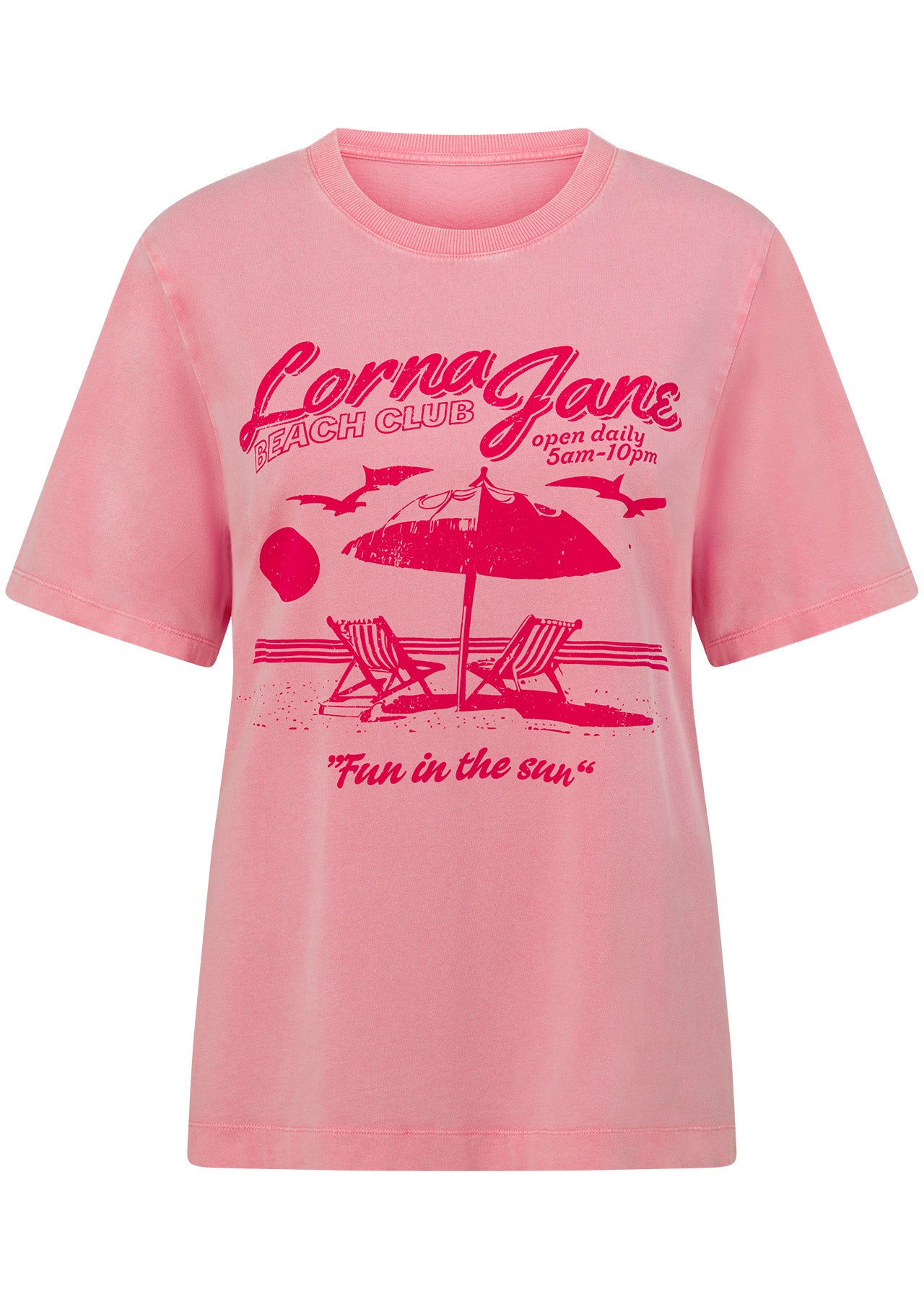 Lorna Jane Beach Club Washed Relaxed T-Shirt - Washed Strawberry Lemonade