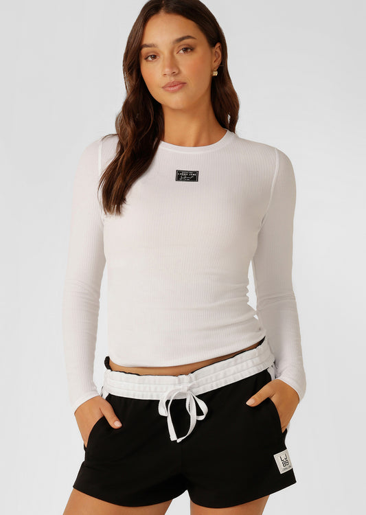 Lorna Jane Whisper Long Sleeve Rib Top - White