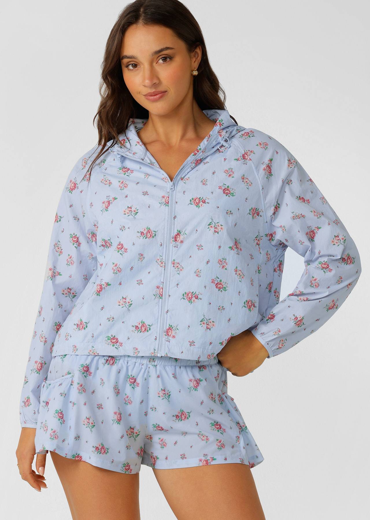 Lorna Jane Blueberry Rose Outdoor Rec Jacket - Blueberry Rose Print