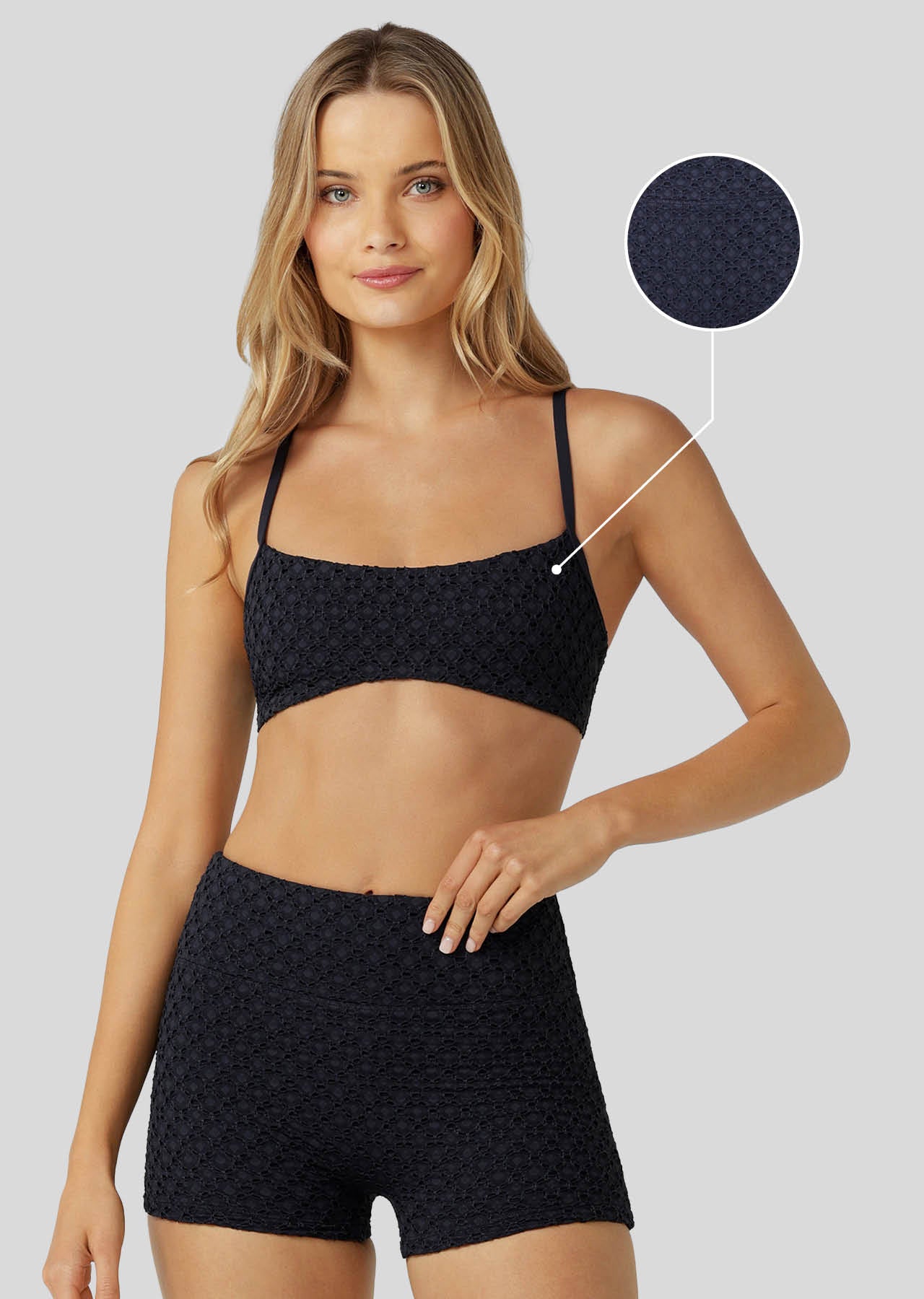 Lorna Jane Keepsake Broderie Sports Bra - Cosmic Navy