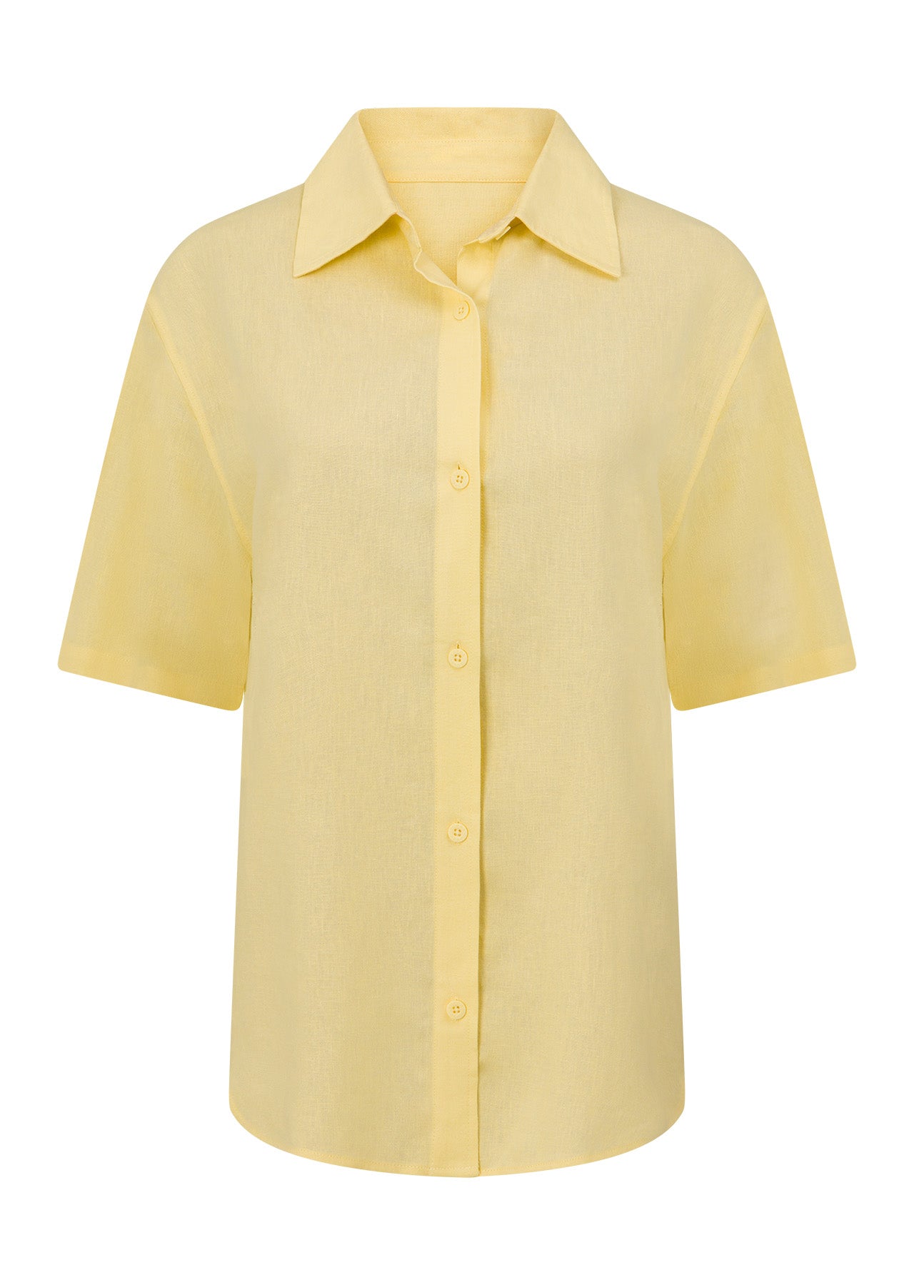 Lorna Jane Preset Linen Short Sleeve Shirt - Lemon Cream