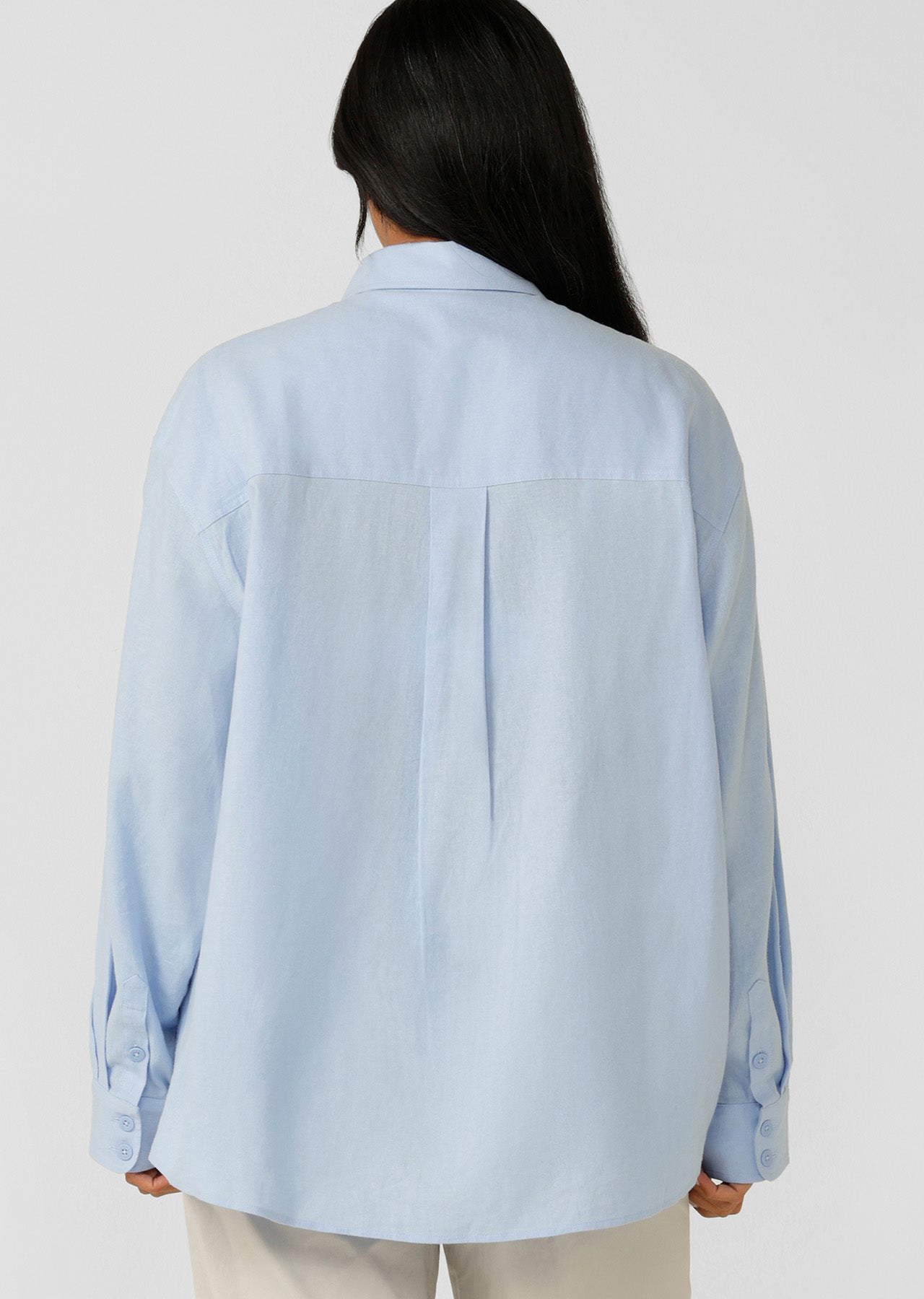Lorna Jane Everline Long Sleeve Linen Shirt - Oxford Blue