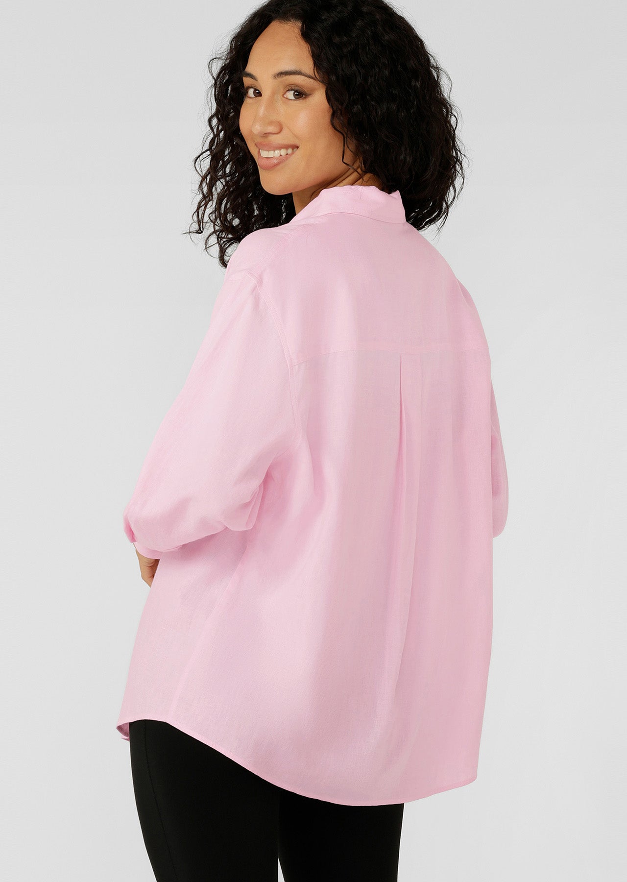 Lorna Jane Everline Long Sleeve Linen Shirt - Sweet Pink