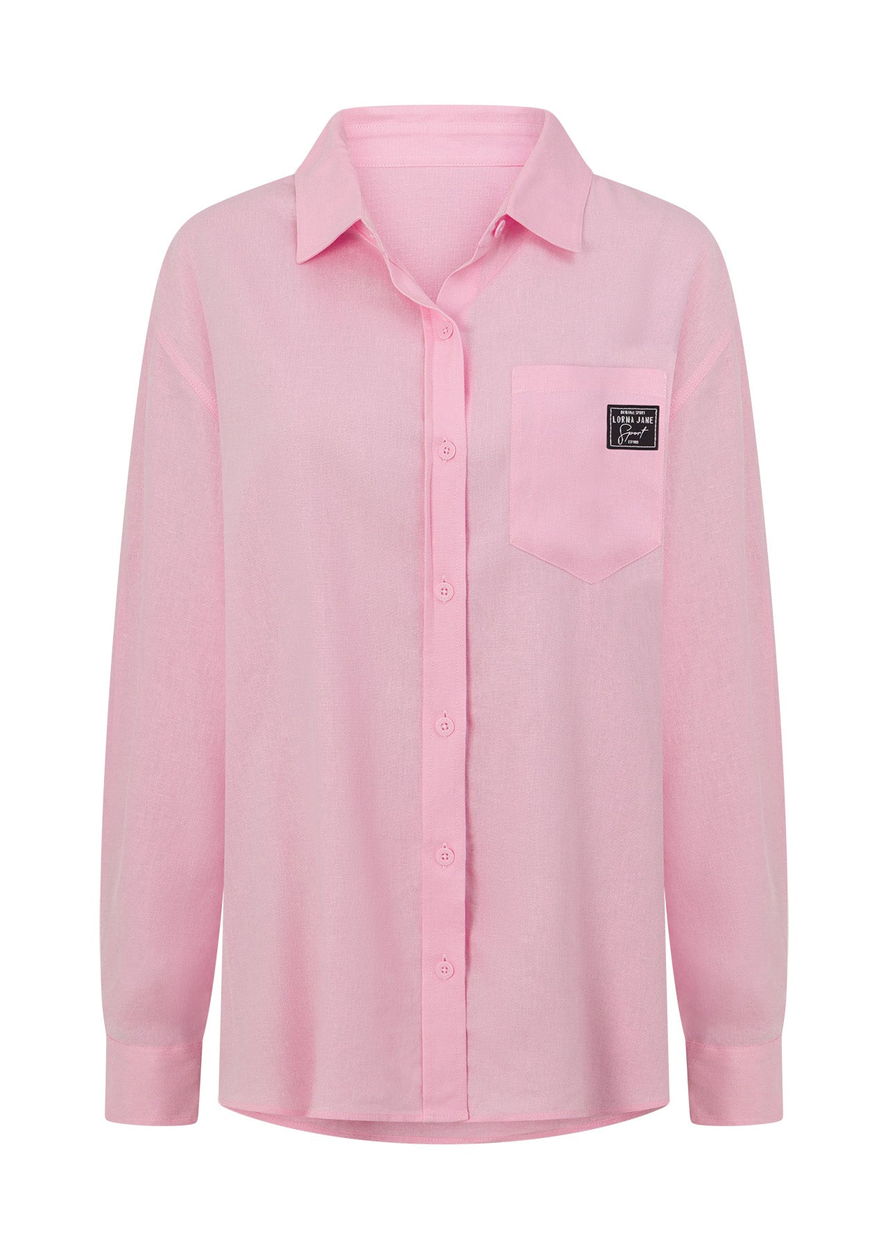 Lorna Jane Everline Long Sleeve Linen Shirt - Sweet Pink