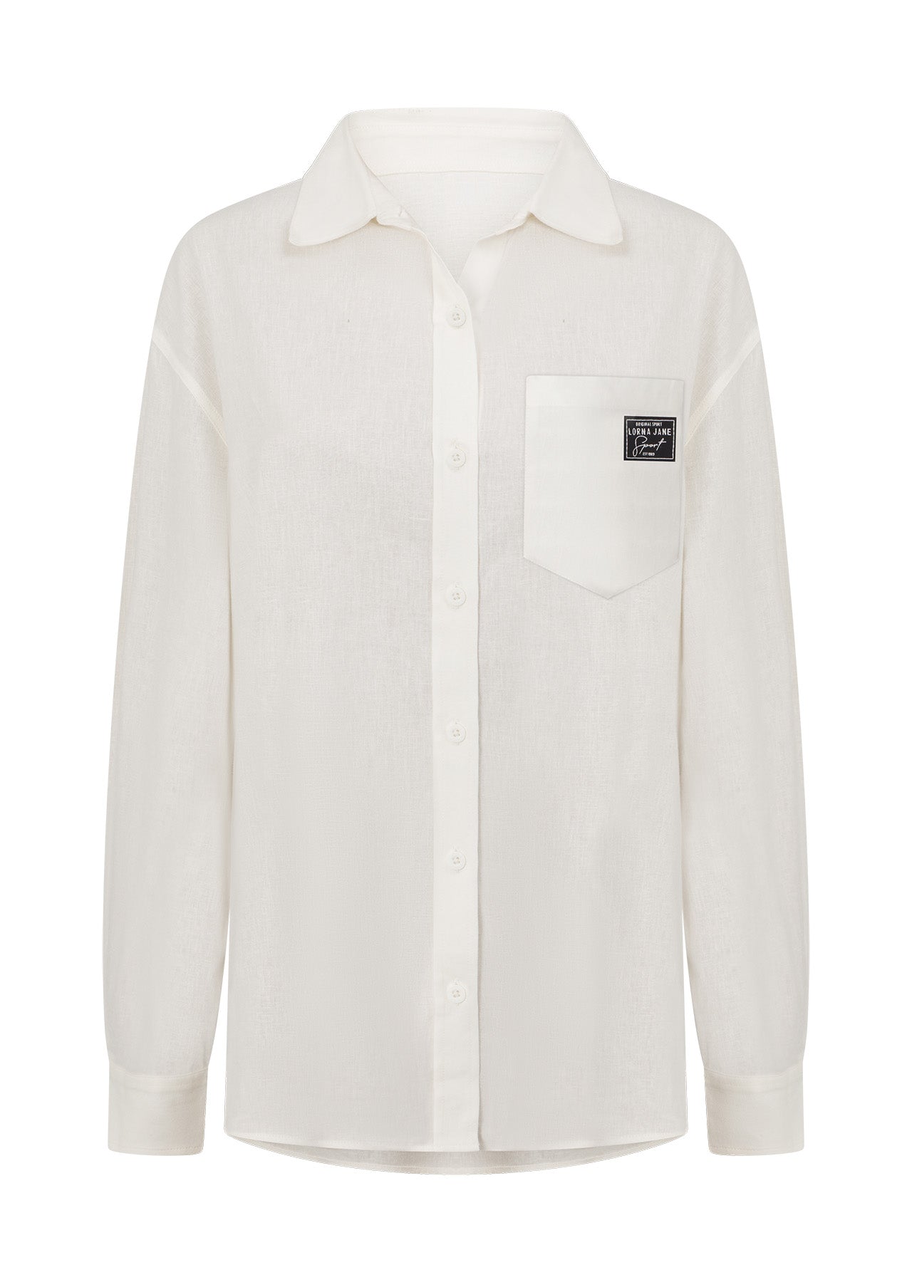Lorna Jane Everline Long Sleeve Linen Shirt - White