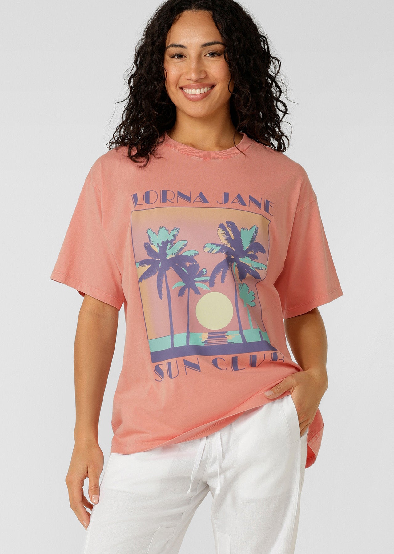 Lorna Jane Vacation Washed Boyfriend T-Shirt - Washed Sunkissed Melon