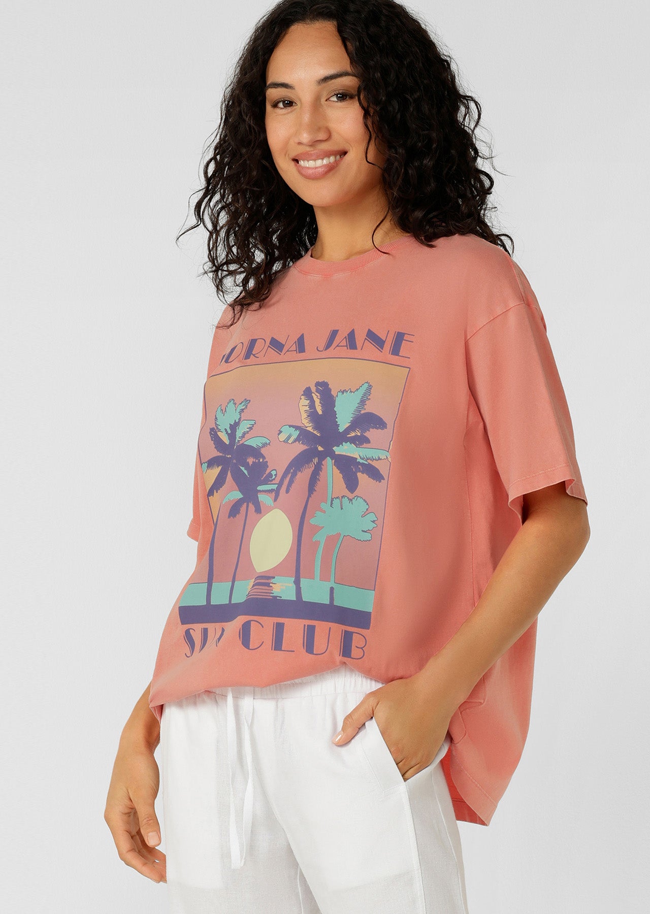 Lorna Jane Vacation Washed Boyfriend T-Shirt - Washed Sunkissed Melon