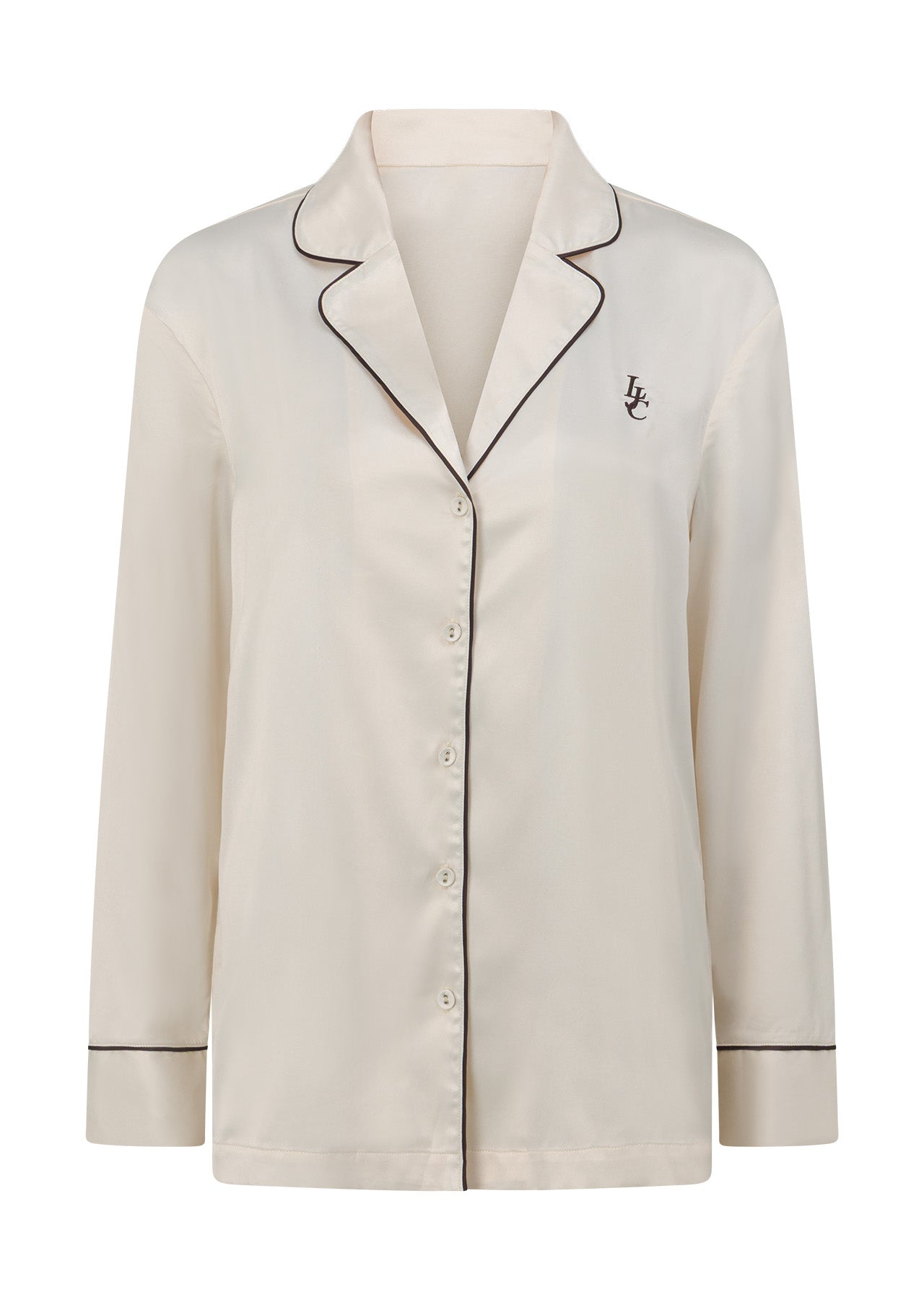 Lorna Jane Sweet Dreams Satin Long Sleeve Shirt - Cream