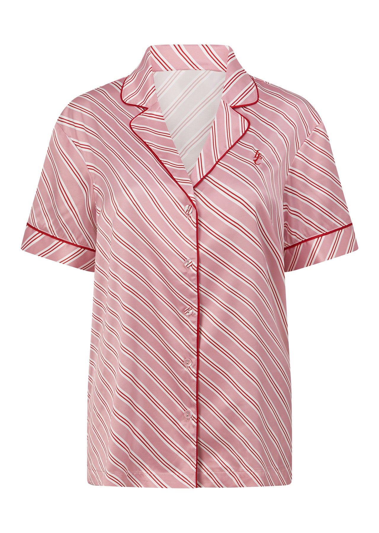 Lorna Jane Sugar Rush Satin Short Sleeve Shirt - Candy Cane Stripe