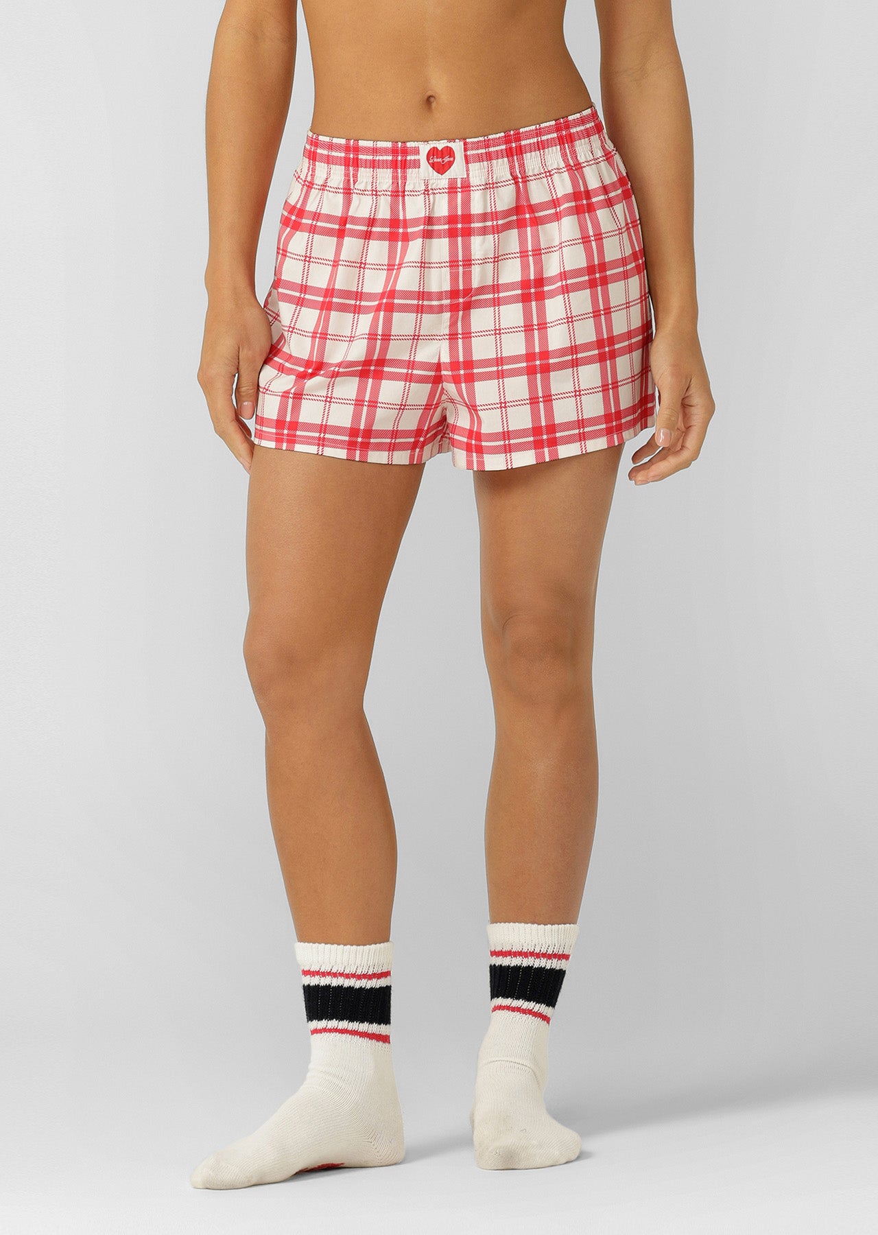 Lorna Jane All You Need Is Love Shorts - Holiday Check Print