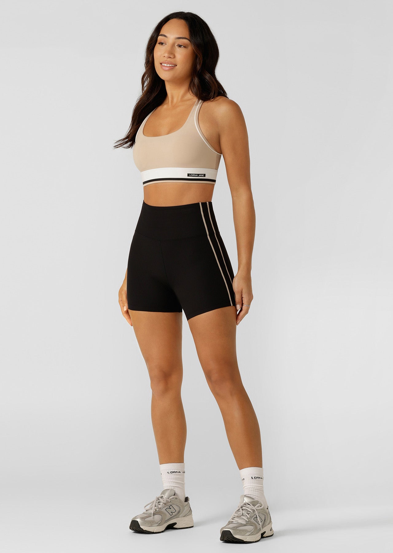 Lorna Jane Second Nature Luxe Rib 12cm Bike Shorts - Black