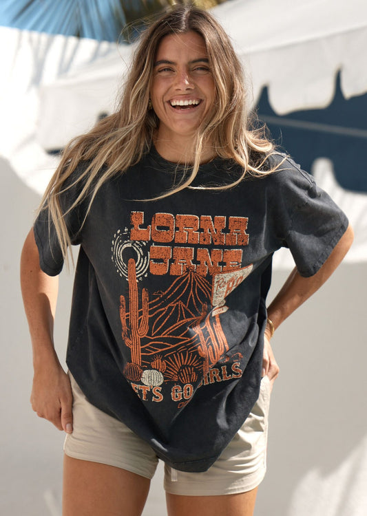 Lorna Jane Let's Go Girls Boyfriend T-Shirt - Washed Black