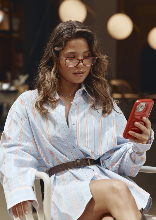 Lorna Jane Love Lounge Stripe Shirt - Blue Multi Stripe
