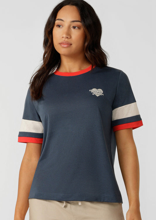 Lorna Jane Retro Linen T-Shirt - Pale Indigo