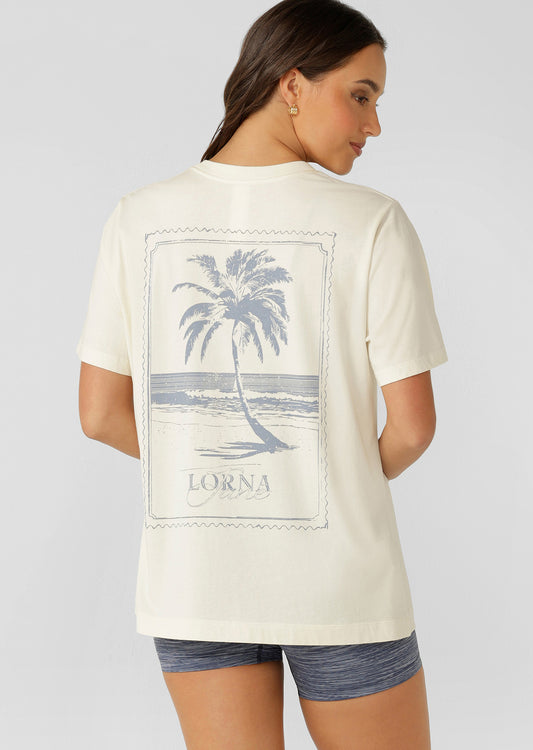 Lorna Jane Paradise Postcard Washed Relaxed T-Shirt - Washed Cream