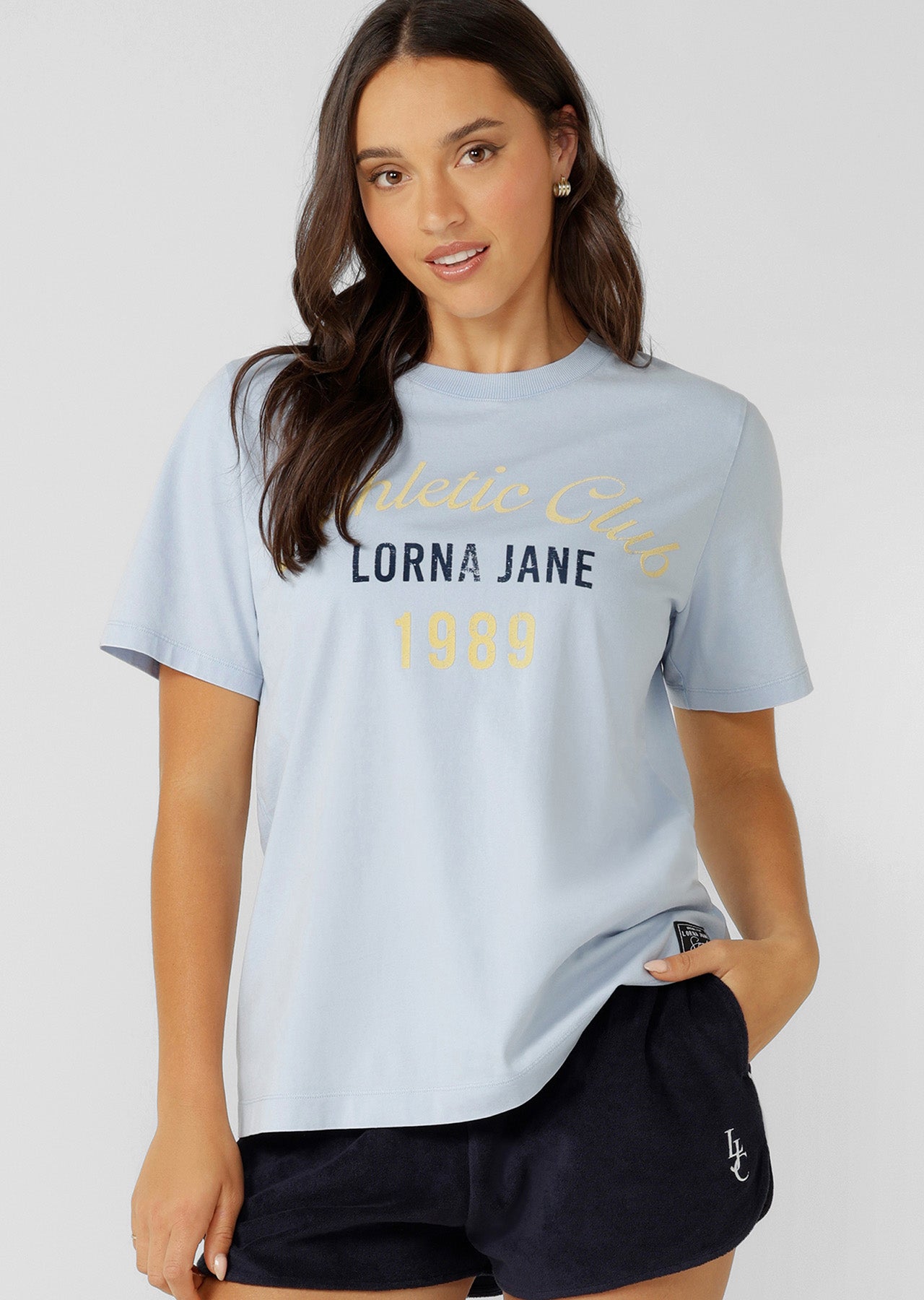 Lorna Jane Athletic Club Relaxed T-Shirt - Washed Light Moontide