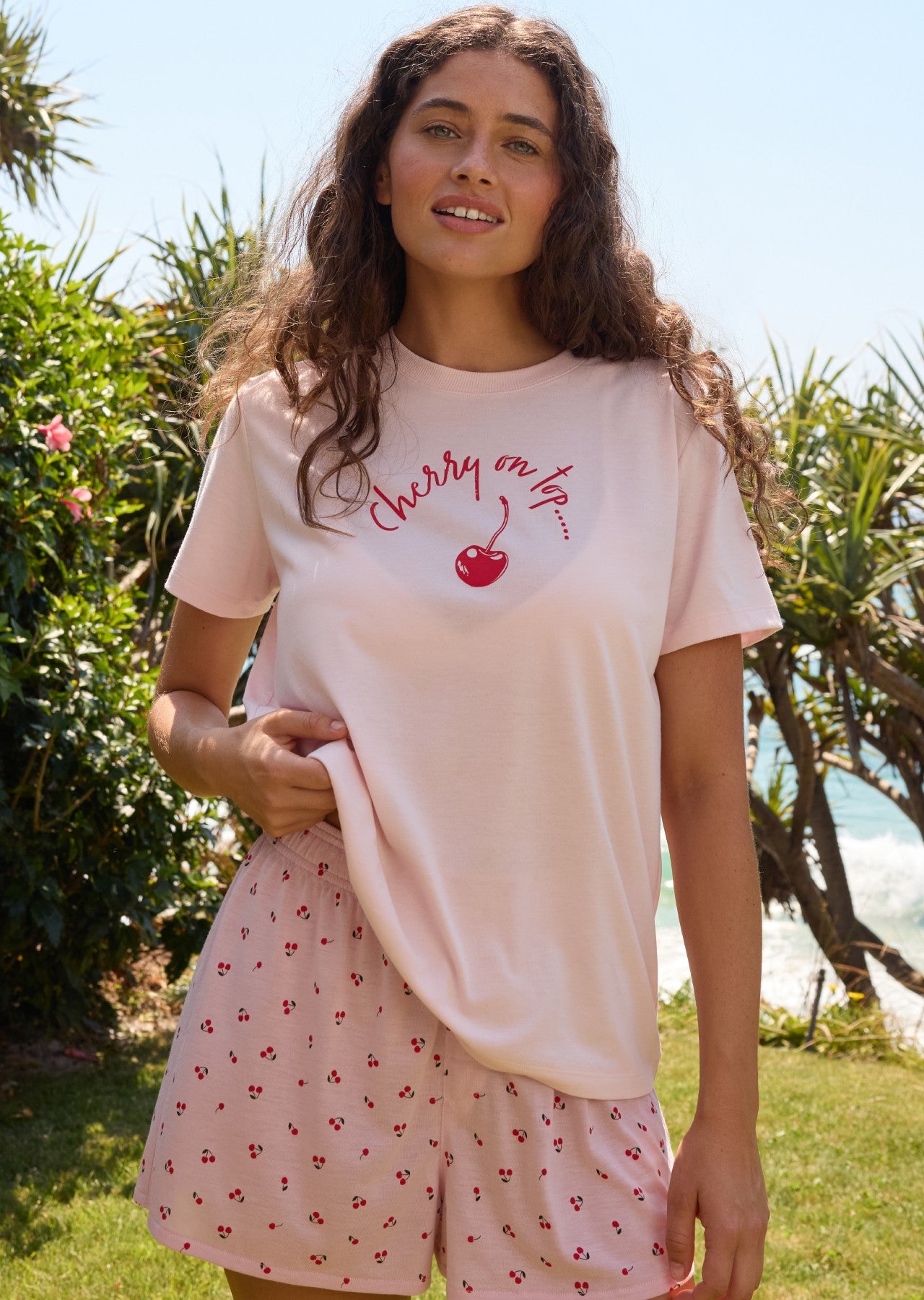 Lorna Jane Cherry T-Shirt - Pale Dusty Rose