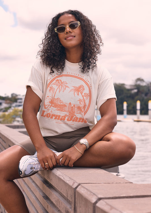 Lorna Jane Tropicana Oversized Tee - Oyster