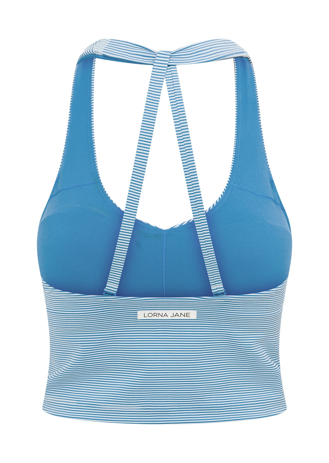 Lorna Jane Earn Your Stripes Rib Bra Tank Combo - Cornflower Stripe