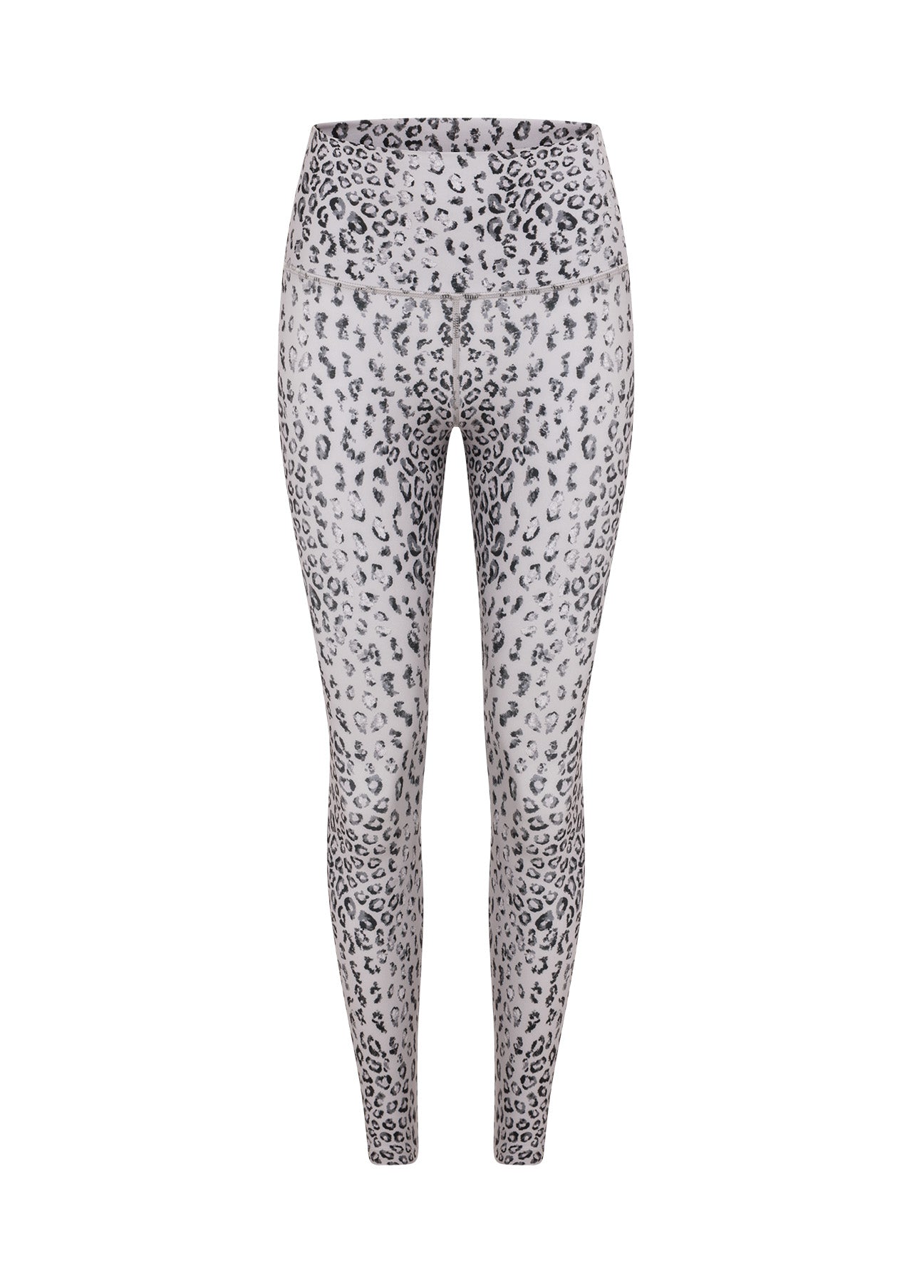 Lorna Jane Wild Leopard Hi Fold Ankle Biter Leggings - Grey Scale Leopard Print