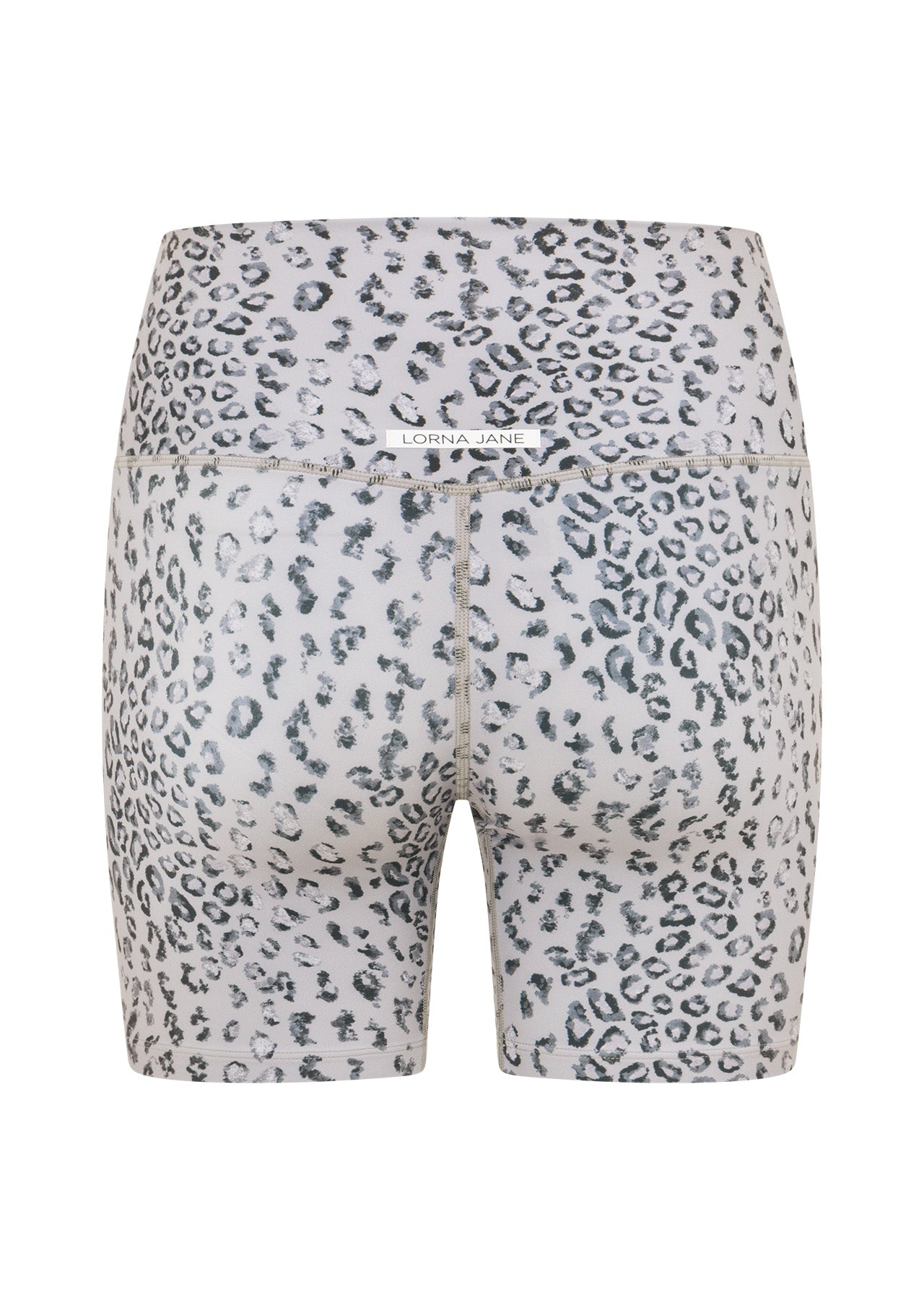 Lorna Jane Wild Leopard Hi Fold Bike Short - Grey Scale Leopard Print