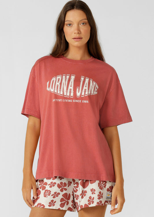 Lorna Jane Summer Sports Boyfriend T-Shirt - Washed Earth