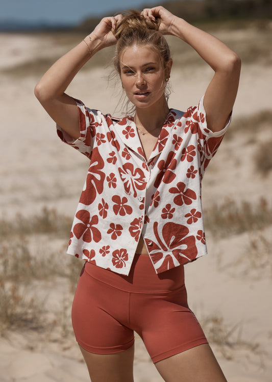 Lorna Jane Aloha Hibiscus Shirt - Happy Hibiscus Print