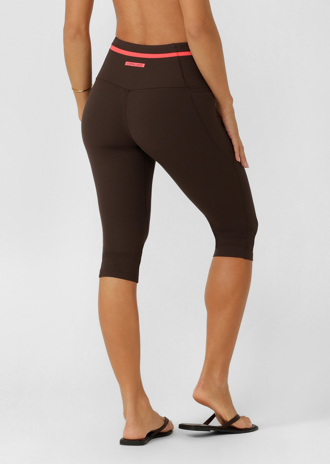 Lorna Jane Circuit Luxe Rib 3/4 Capri Leggings - Volcano