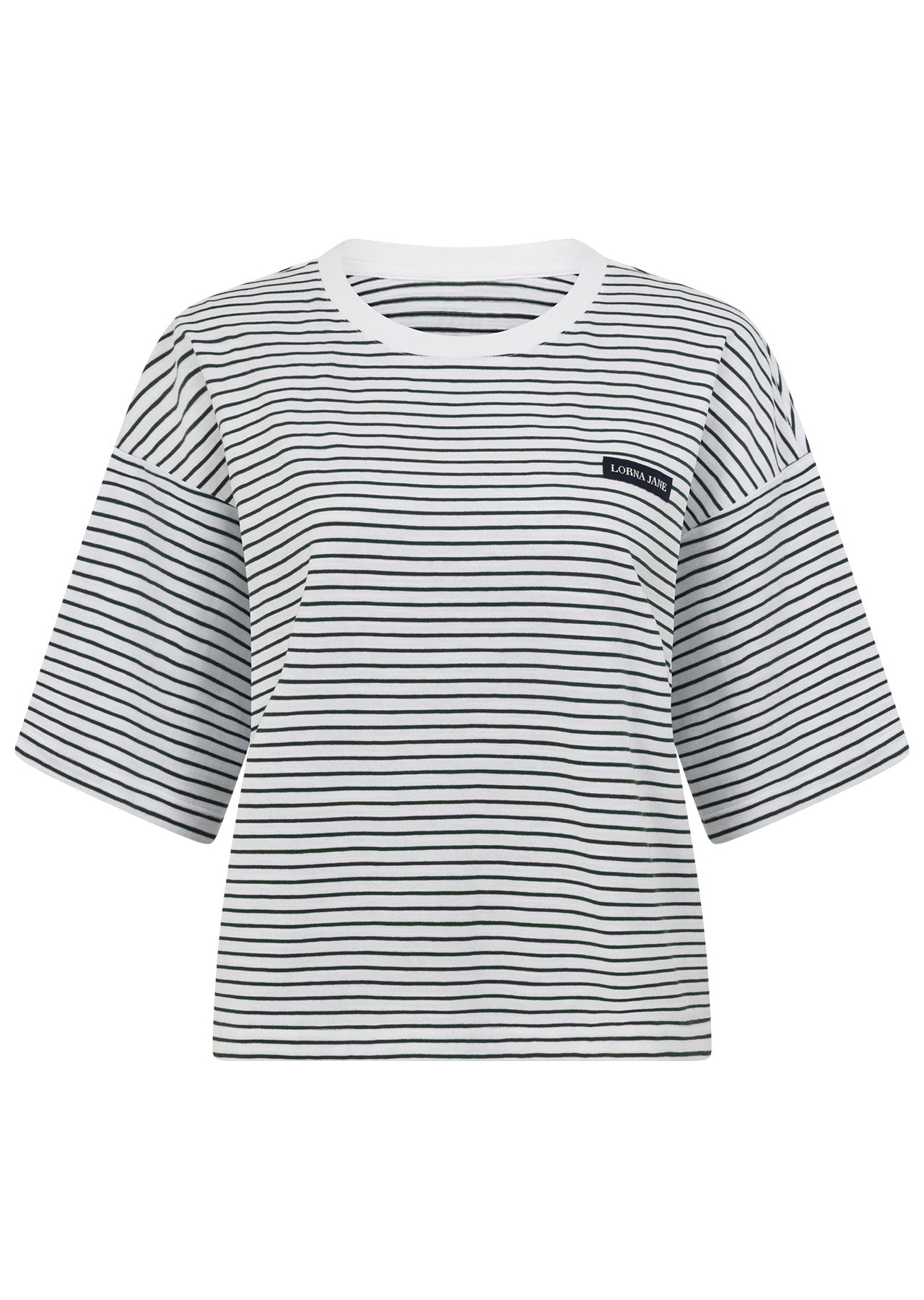 Lorna Jane Heartstrings T-Shirt - Fig Green Mini Stripe