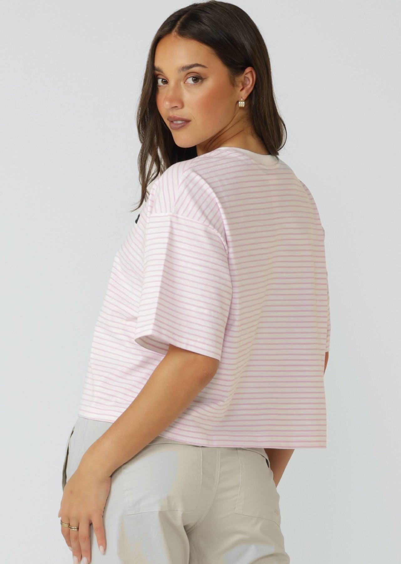Lorna Jane Heartstrings T-Shirt - Sweet Pink Mini Stripe