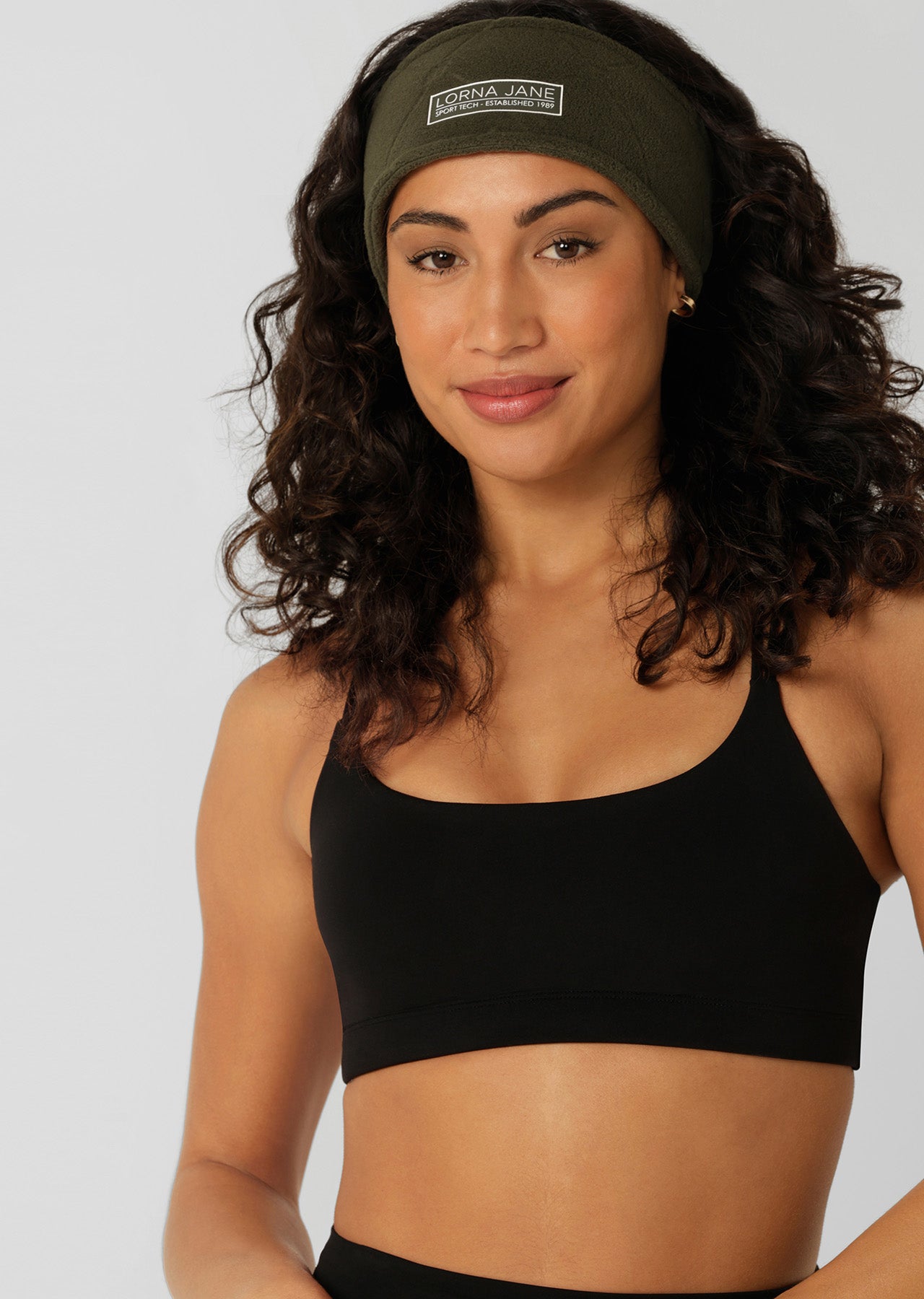 Lorna Jane Iconic Monogram Fleece Headband - Luxury Green