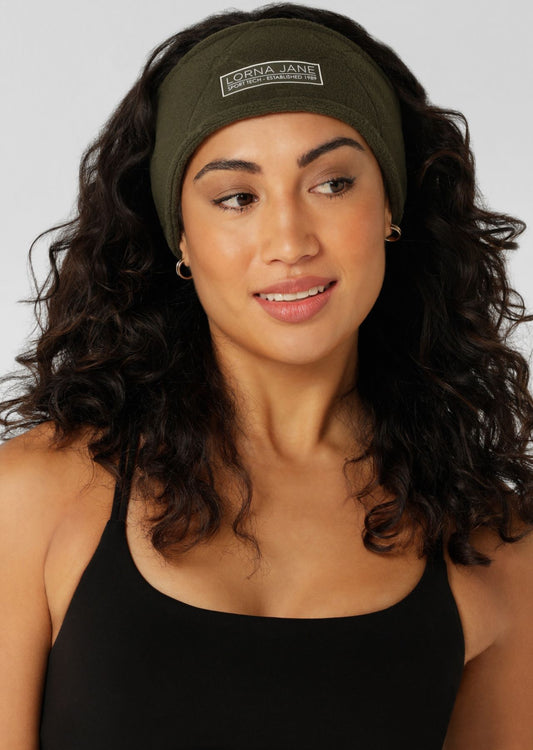 Lorna Jane Iconic Monogram Fleece Headband - Luxury Green