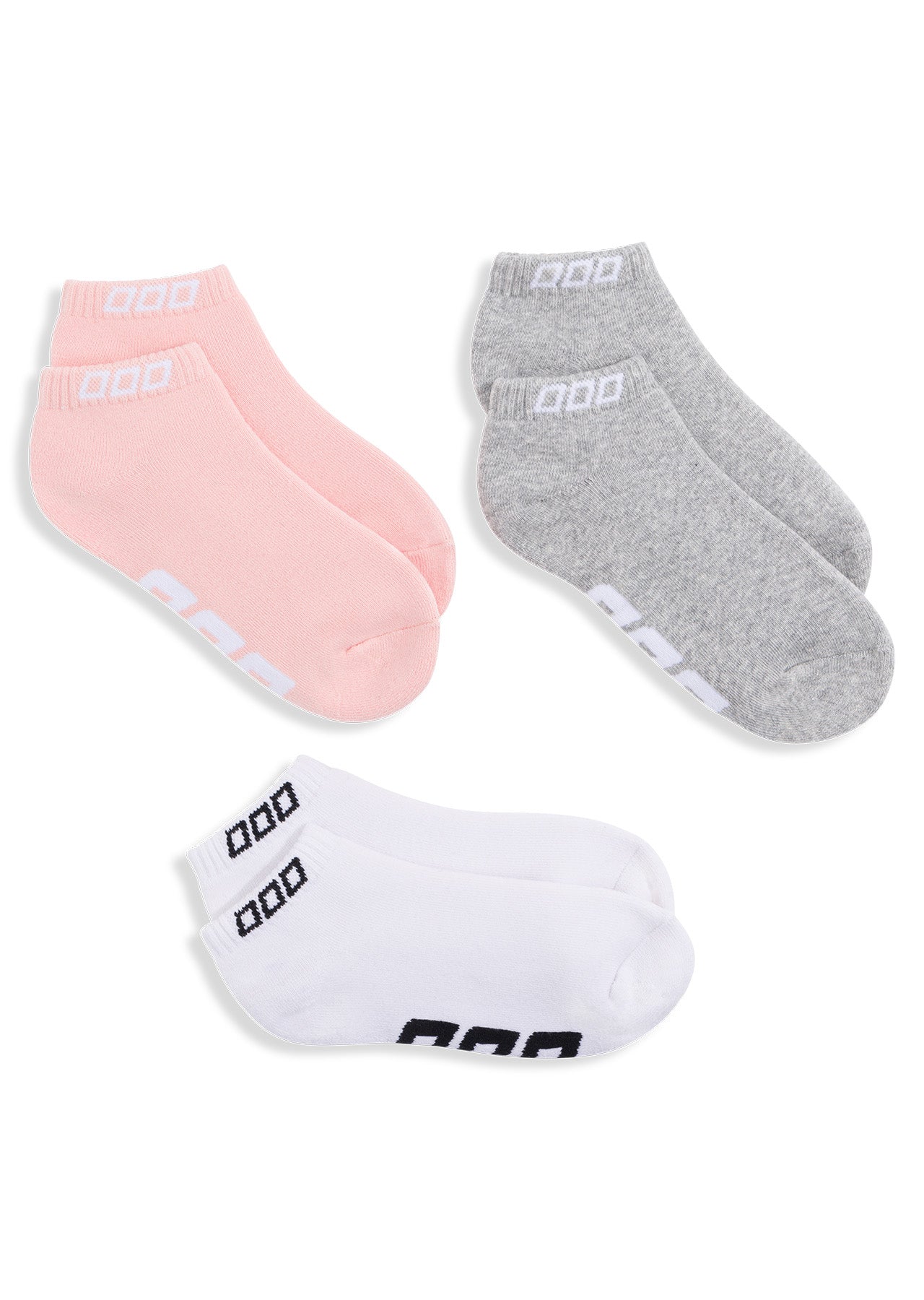 Lorna Jane 3PK Iconic Socks - White & Pink Sand & Grey Marl