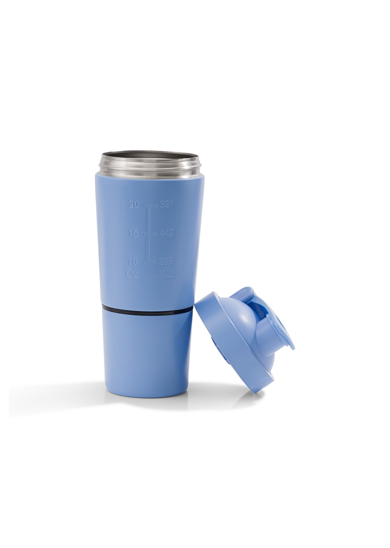 Lorna Jane Stainless Steel Compartment Protein Shaker - Light Moontide
