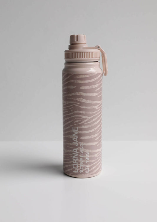 Lorna Jane Zebra Iconic Insulated Water Bottle - Neutral Safari Print