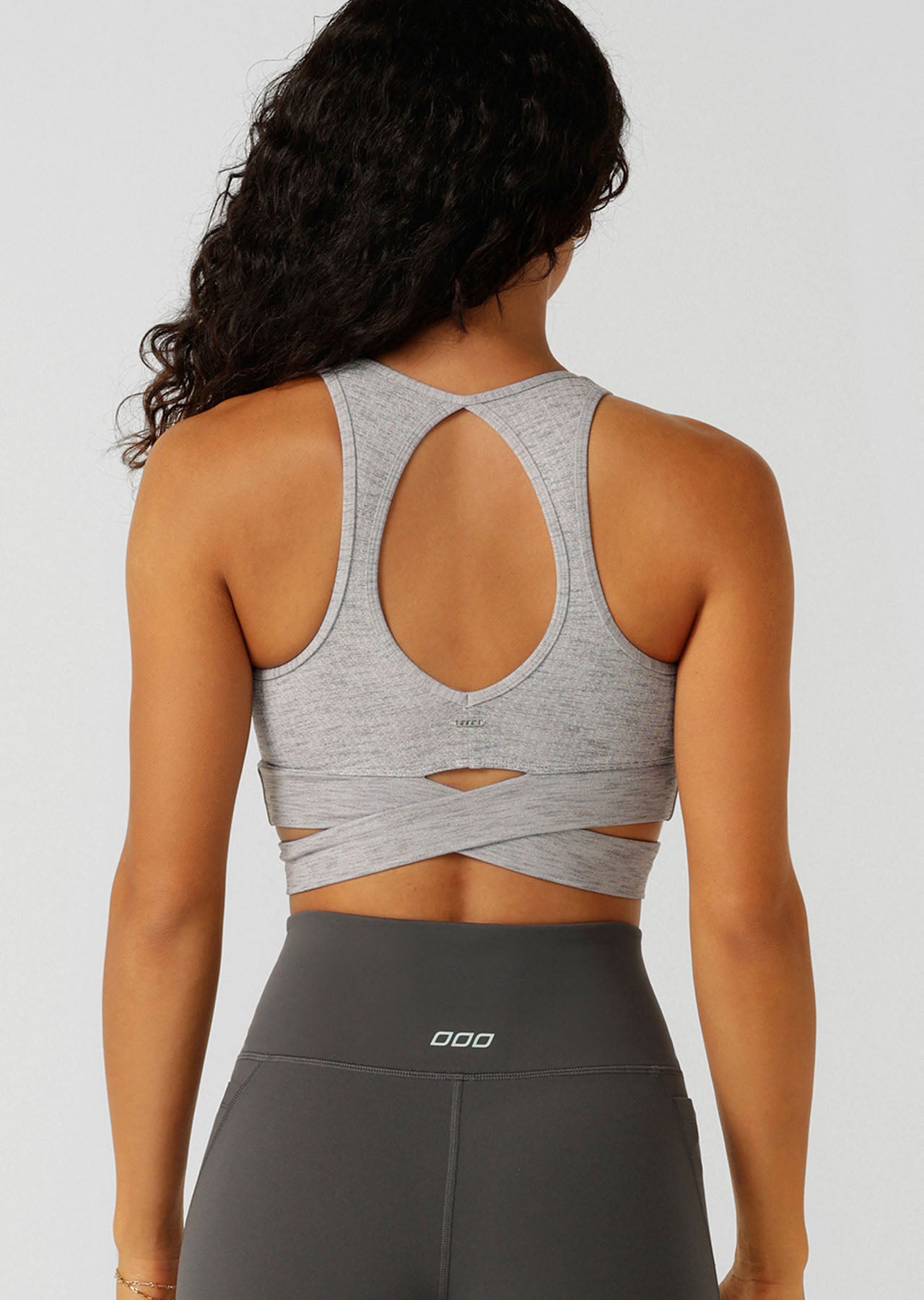 Lorna Jane Get Fit Sports Bra - Grey Marl Stripe
