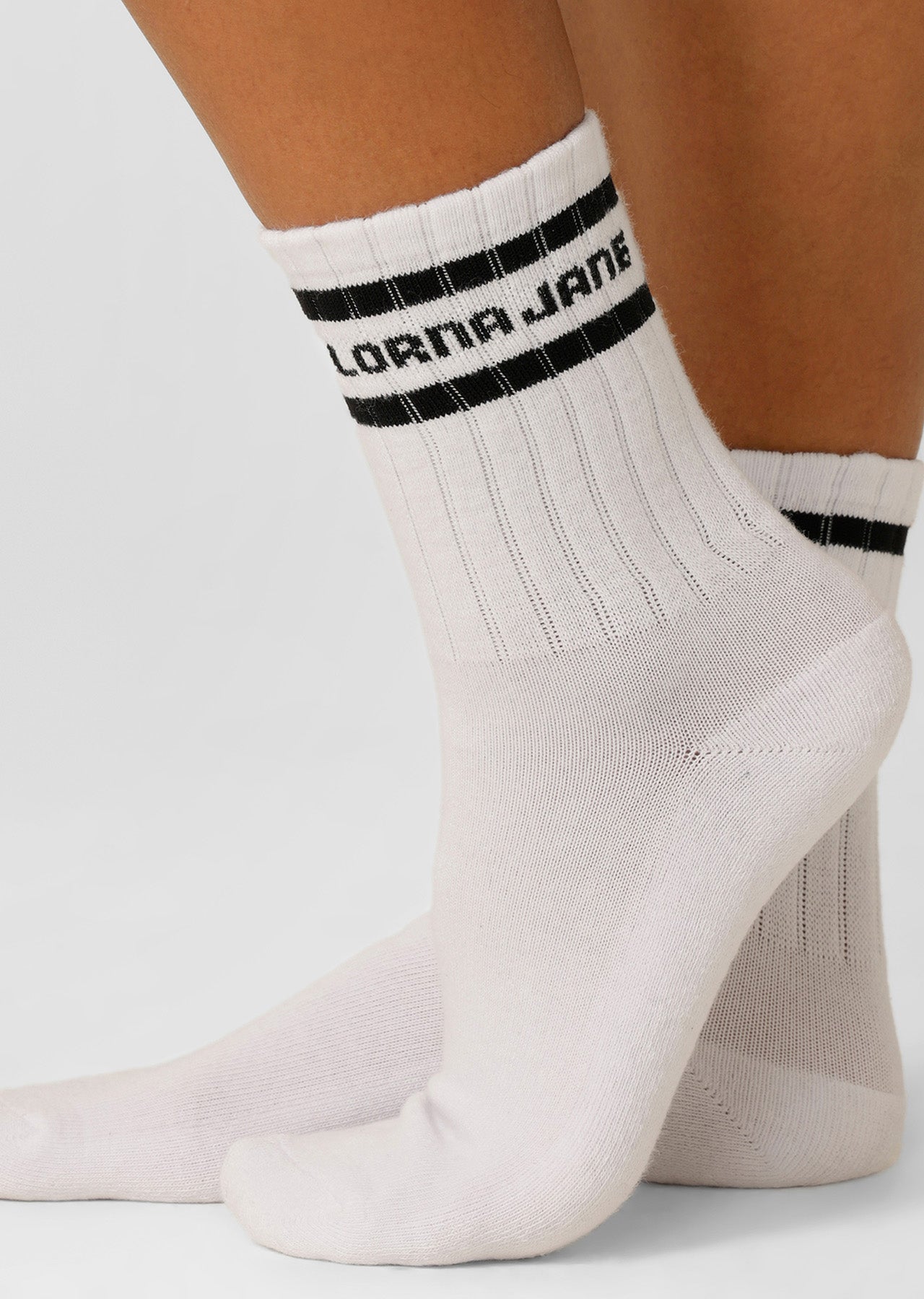 Lorna Jane Sporty Crew Socks - White & Black