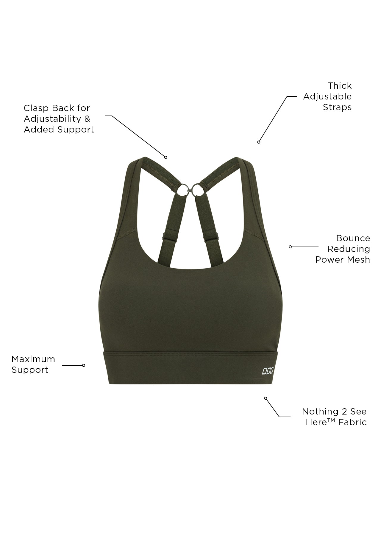 Lorna Jane Amy Maximum Support Sports Bra - Dark Safari