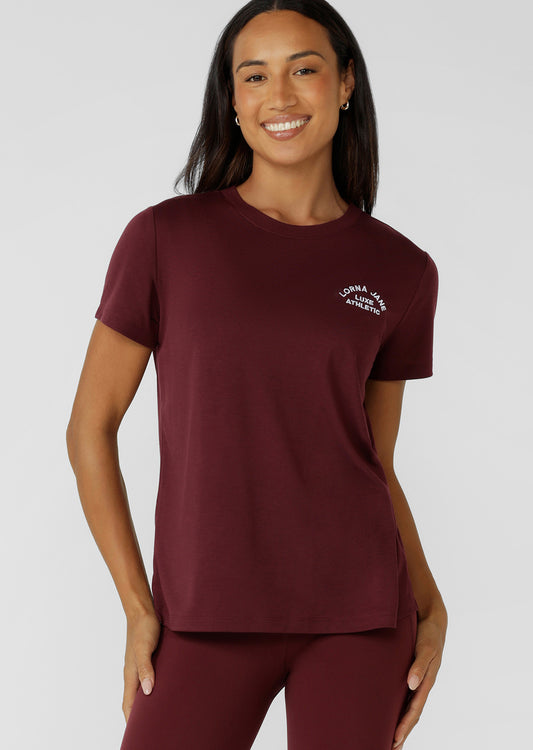 Lorna Jane Lotus T-Shirt - Cranberry