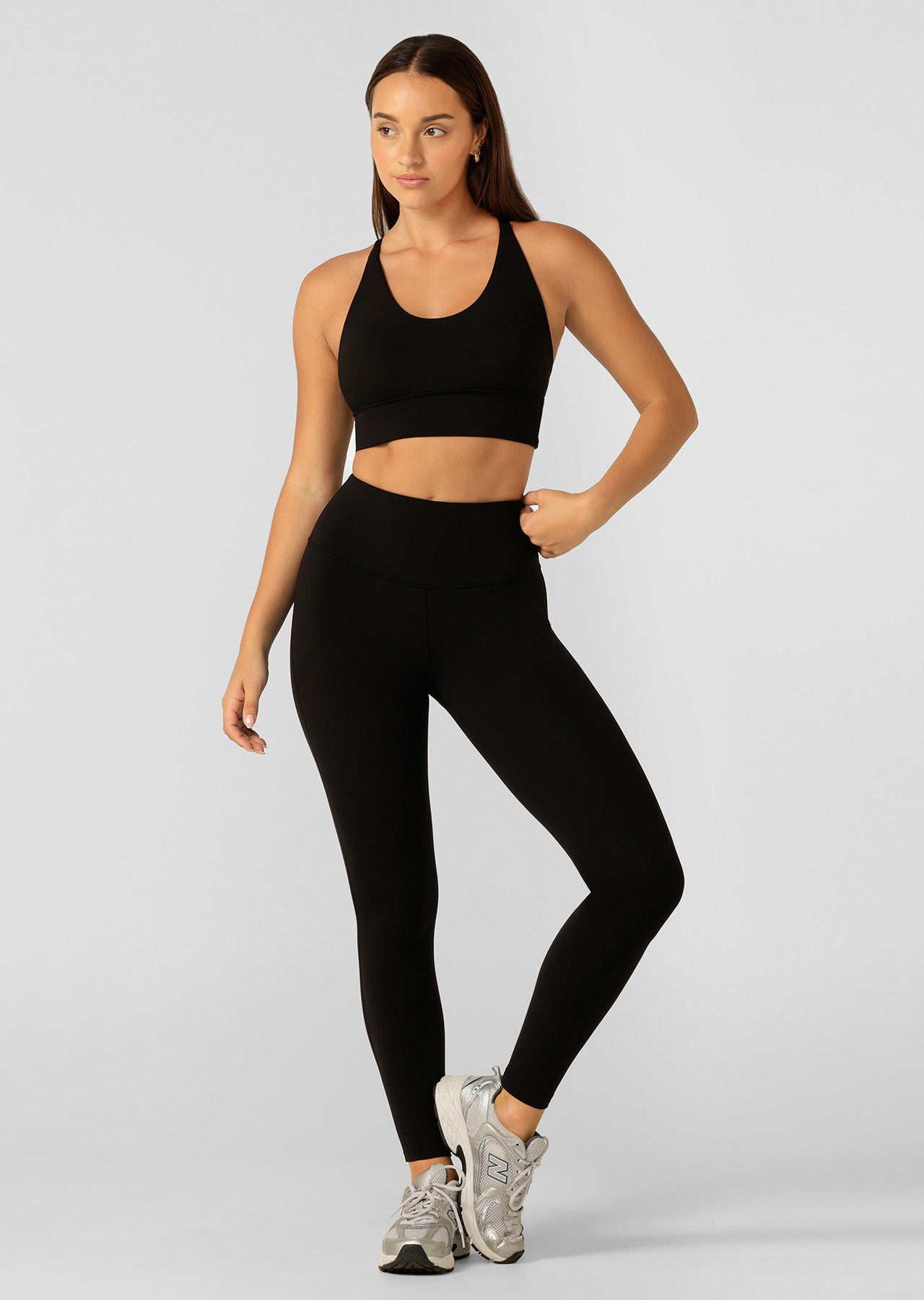 Lorna Jane Lotus Longline Sports Bra - Recycled Black