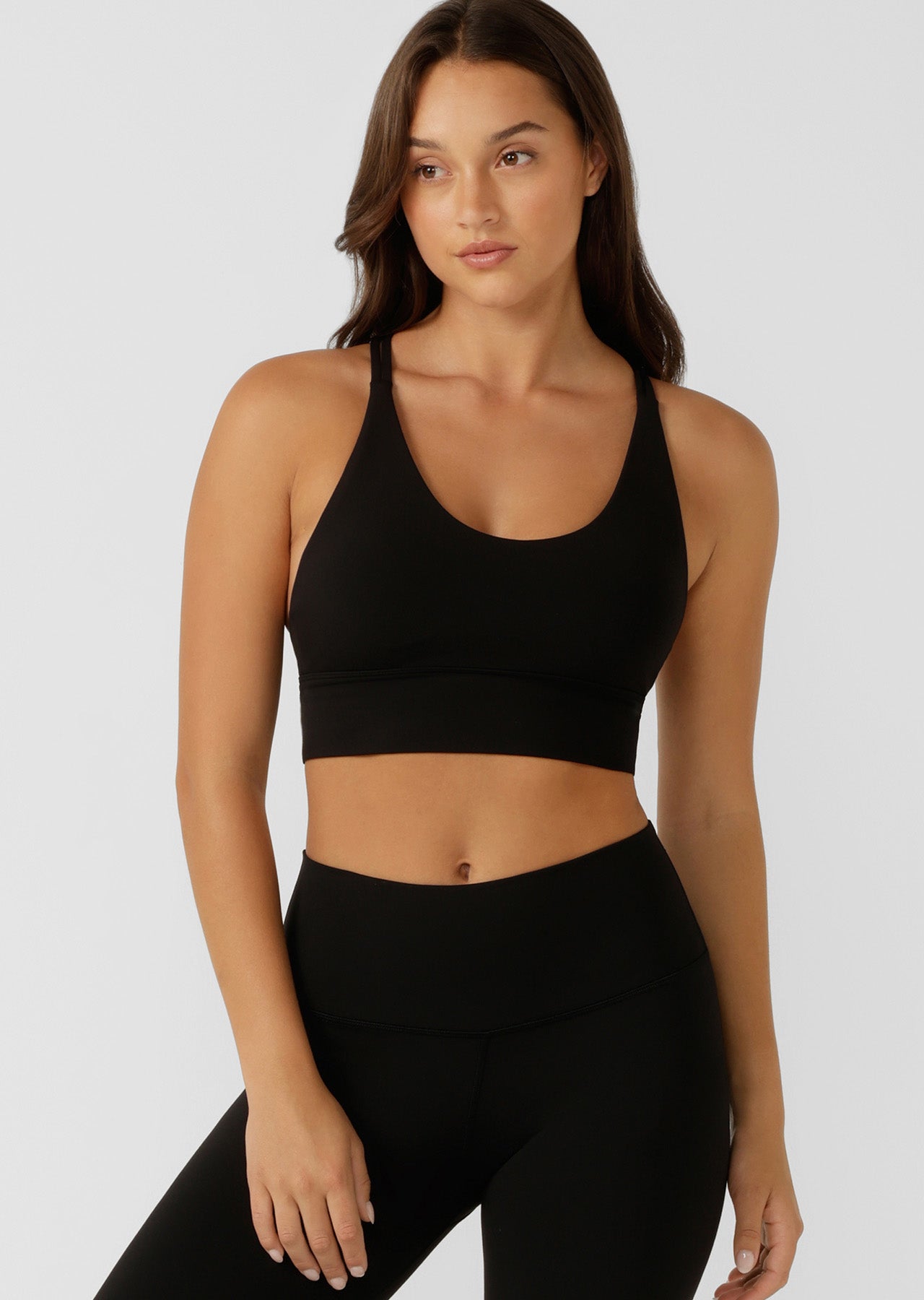 Lorna Jane Lotus Longline Sports Bra - Black