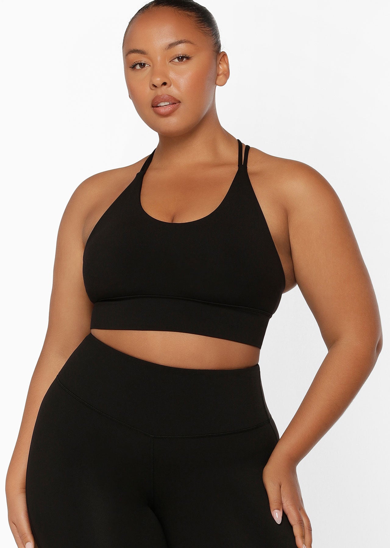 Lorna Jane Lotus Longline Sports Bra - Black