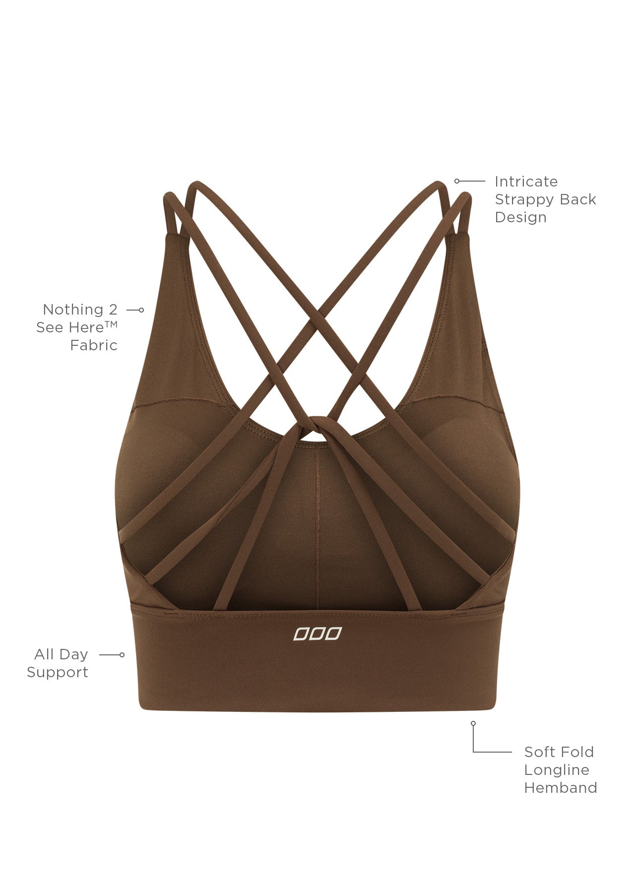 Lorna Jane Lotus Longline Sports Bra - Chocolate