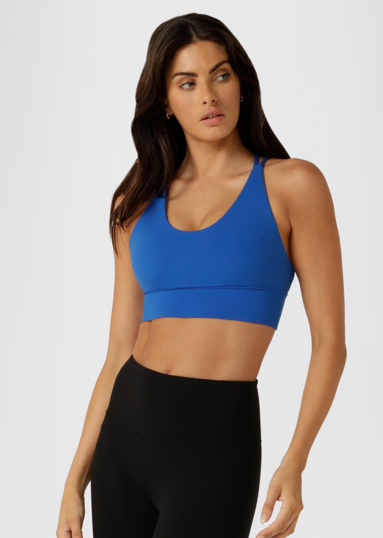 Lorna Jane Lotus Longline Sports Bra - Cobalt Blue