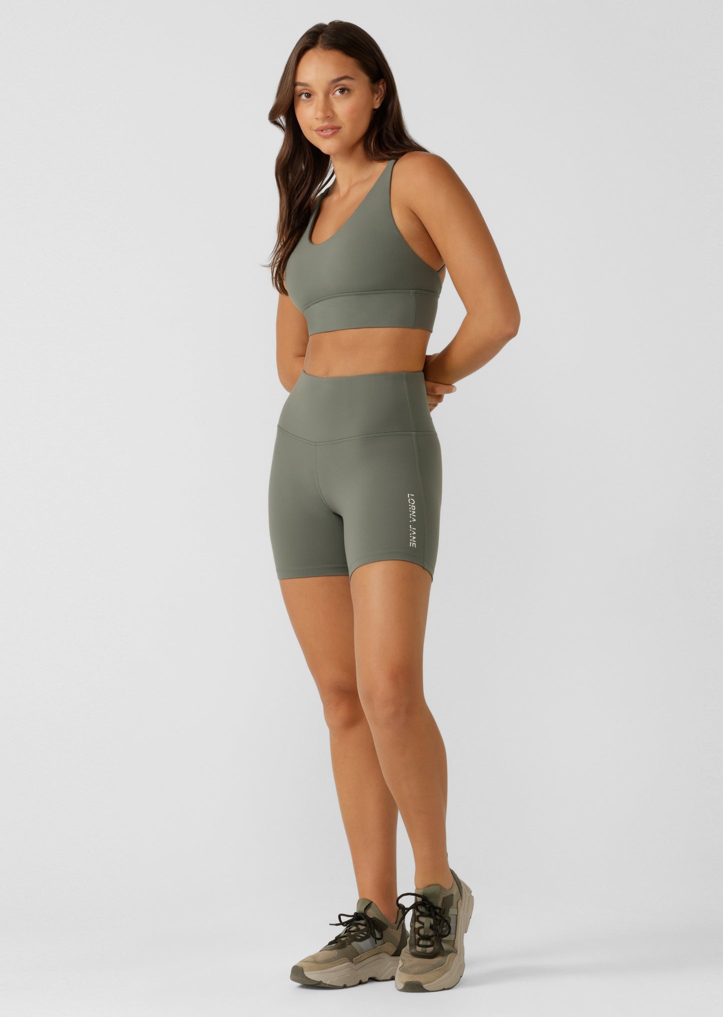 Lorna Jane Lotus Longline Sports Bra - Dark Matcha