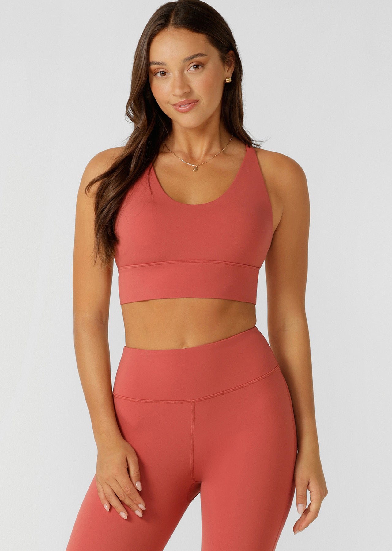 Lorna Jane Lotus Longline Sports Bra - Earth