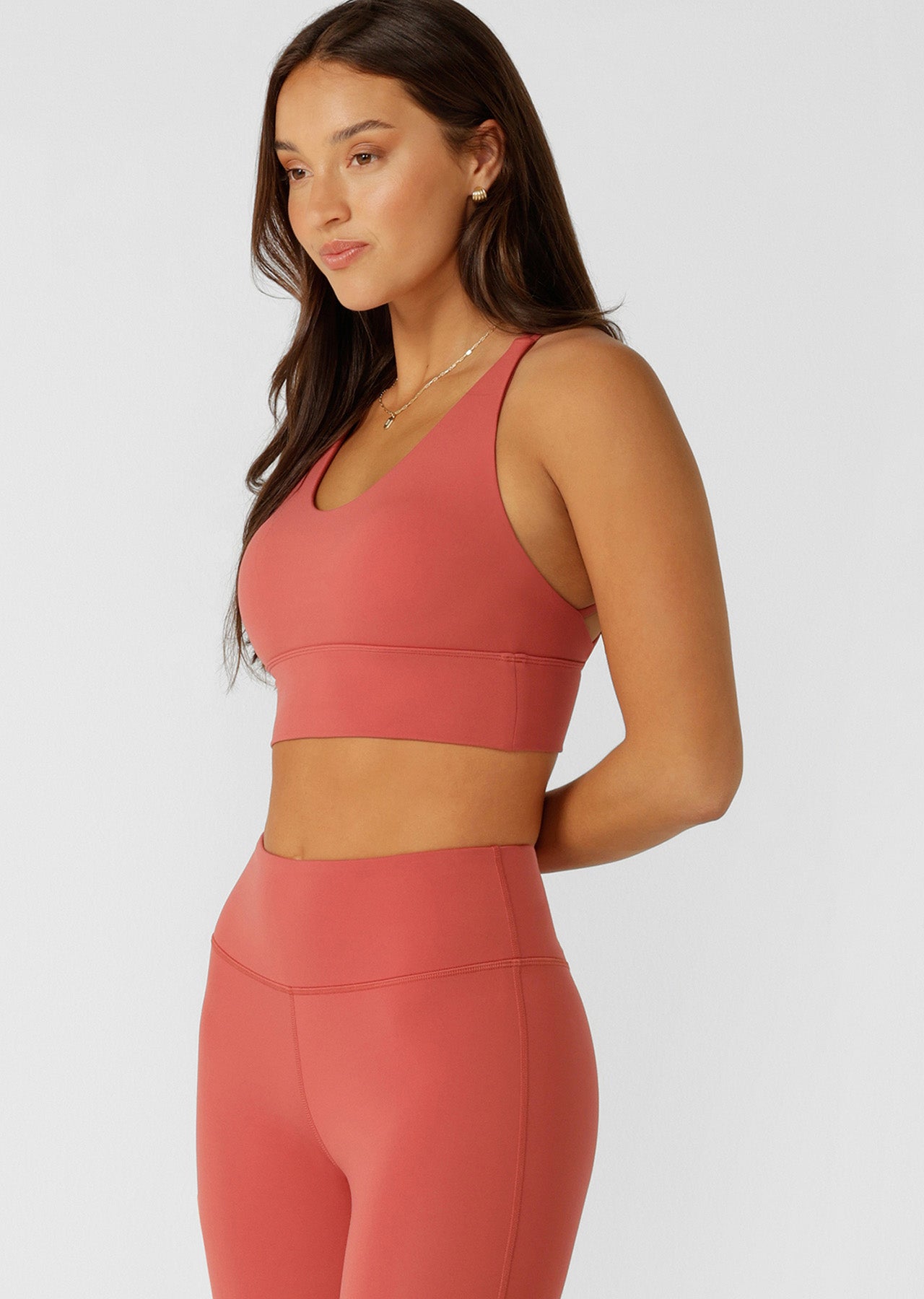 Lorna Jane Lotus Longline Sports Bra - Earth