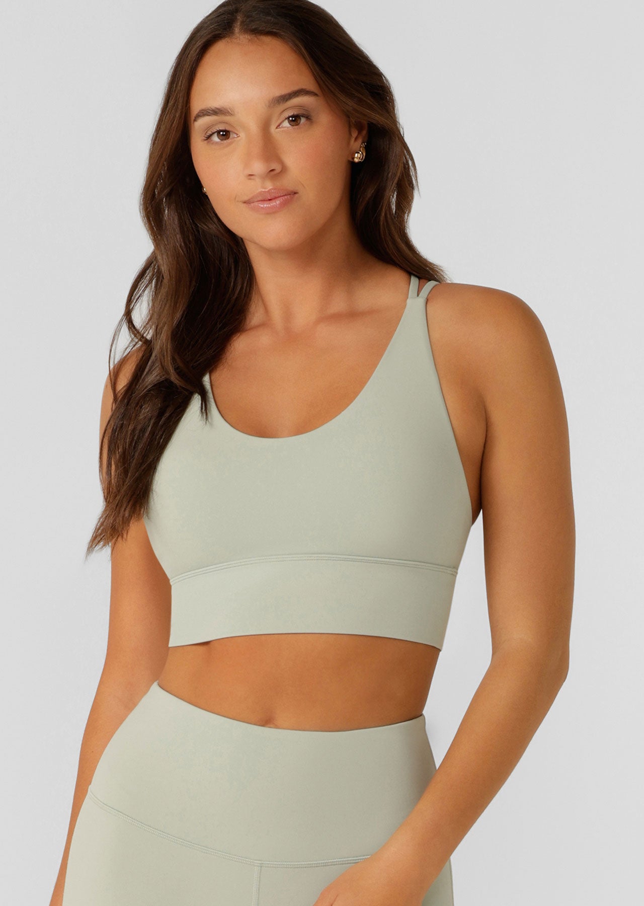 Lorna Jane Lotus Longline Sports Bra - Iced Matcha