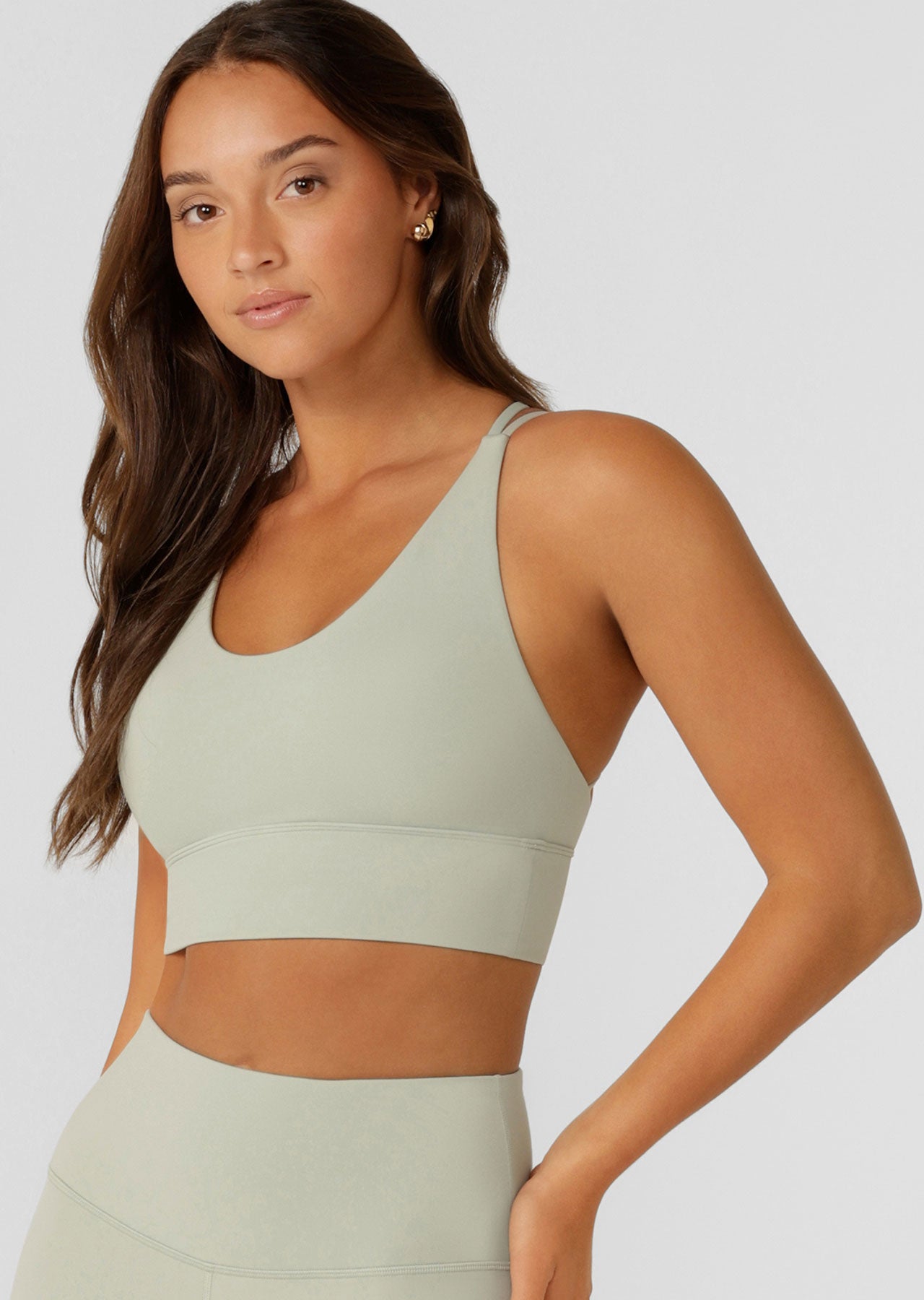 Lorna Jane Lotus Longline Sports Bra - Iced Matcha