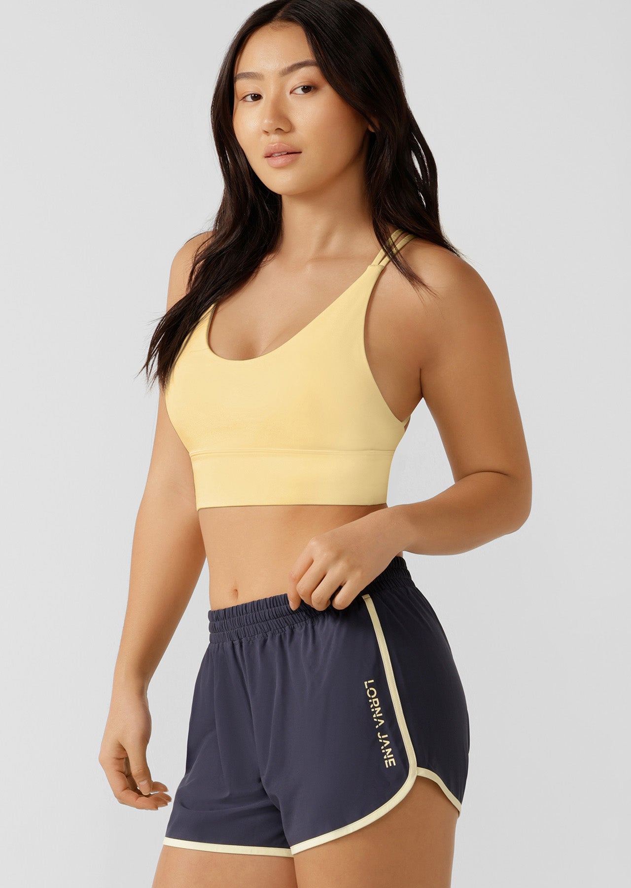 Lorna Jane Lotus Longline Sports Bra - Lemon Cream